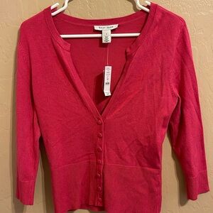 NWT White House Black Market Women’s Pink Button Down Cardigan Sweater Size S